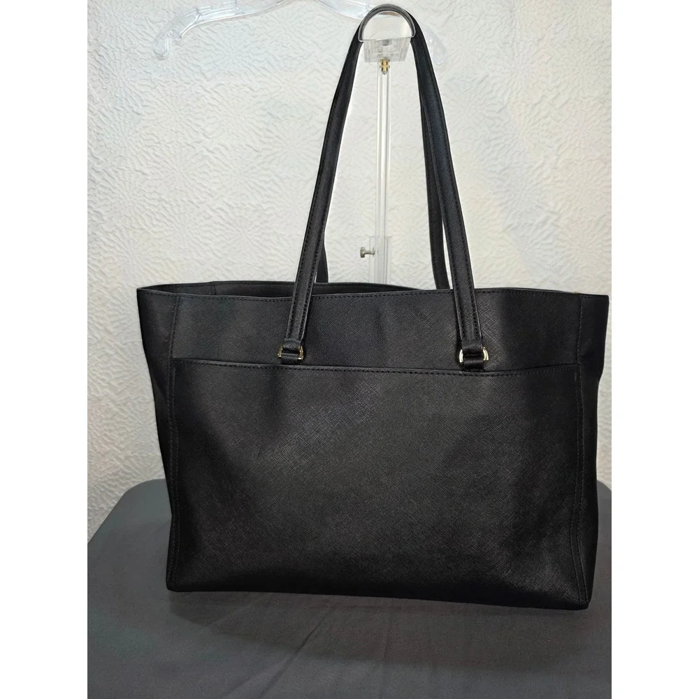 Tory Burch Robinson Tote Bag Women L Black Good Saffiano Leather Shoulder Bag